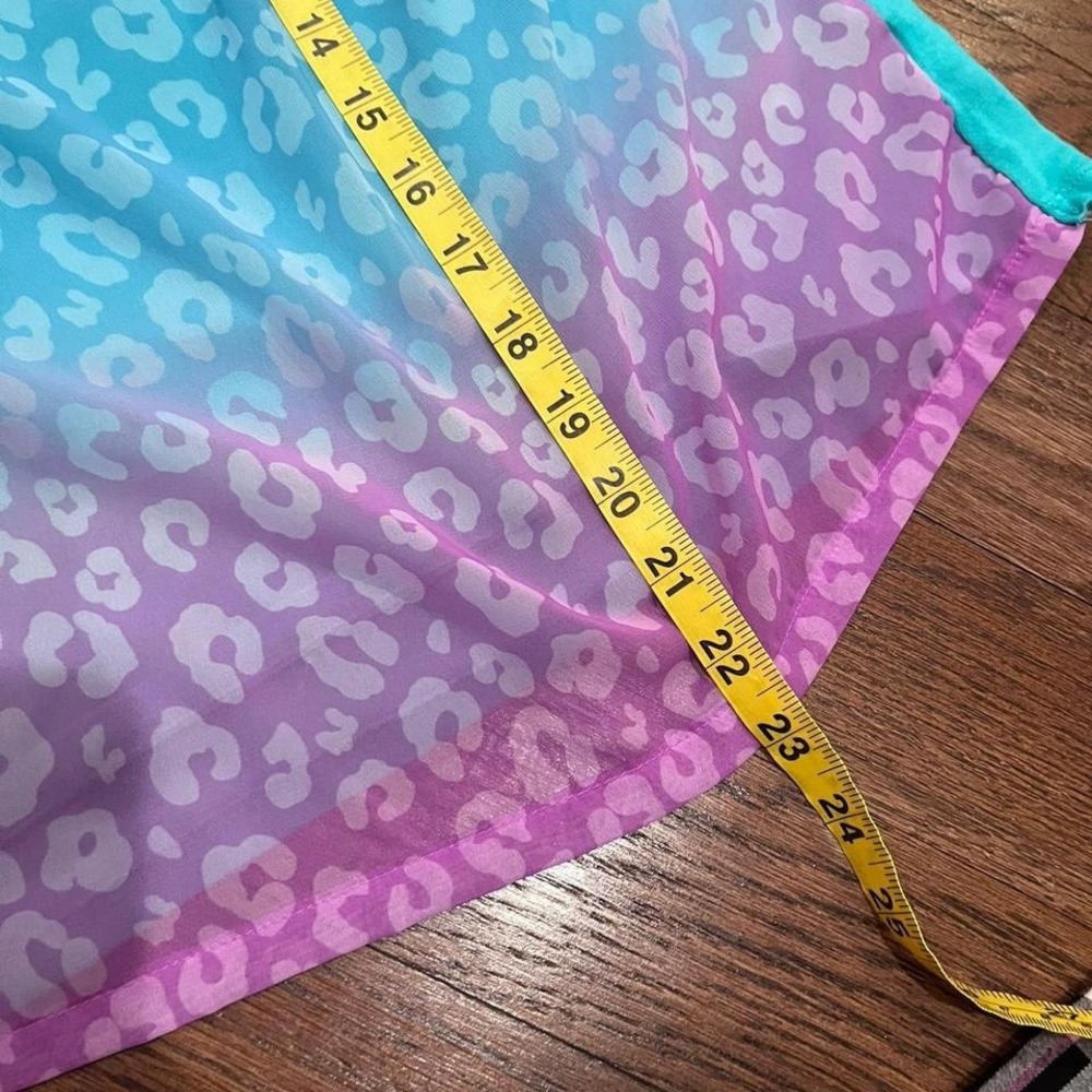 ⭐y2k justice teal & purple cheetah‎ print rhinestone top small - Picture 6 of 8